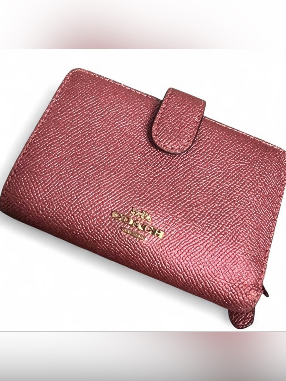 COACH Metallic Leather Medium Corner Zip Wallet